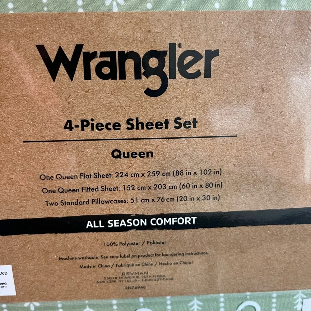 Wrangler 4-Piece Queen Sheet Set in Green and White Horseshoe